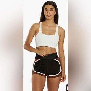 🔥FP Movement by Free People Black and Brown Athletic Shorts with White Trim